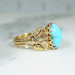 Egyptian Revival Lotus Ring in Gold & Turquoise