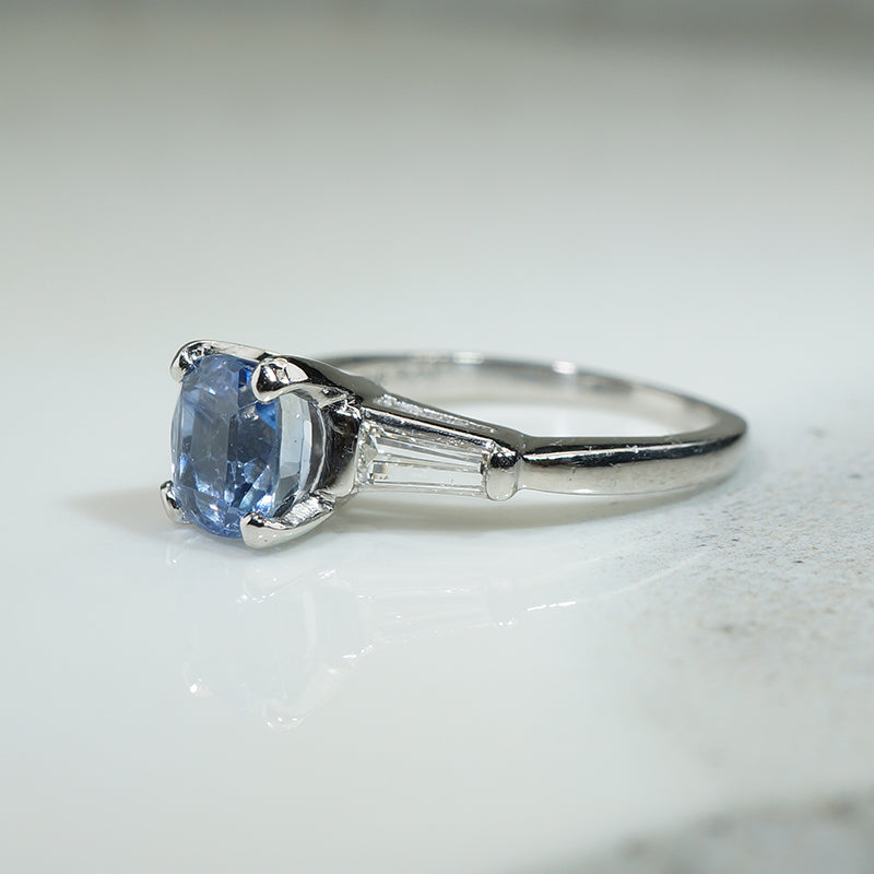 Cushion Cut Sapphire and Diamond Ring
