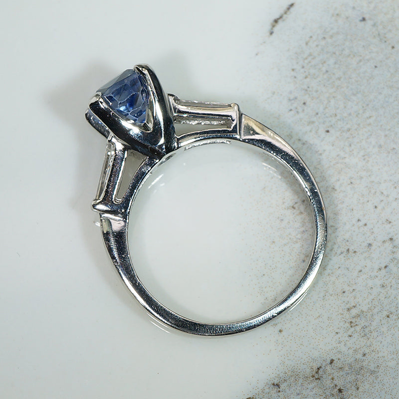 Cushion Cut Sapphire and Diamond Ring