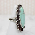 Tranquil Green Turquoise in Long Sterling Overlay Ring