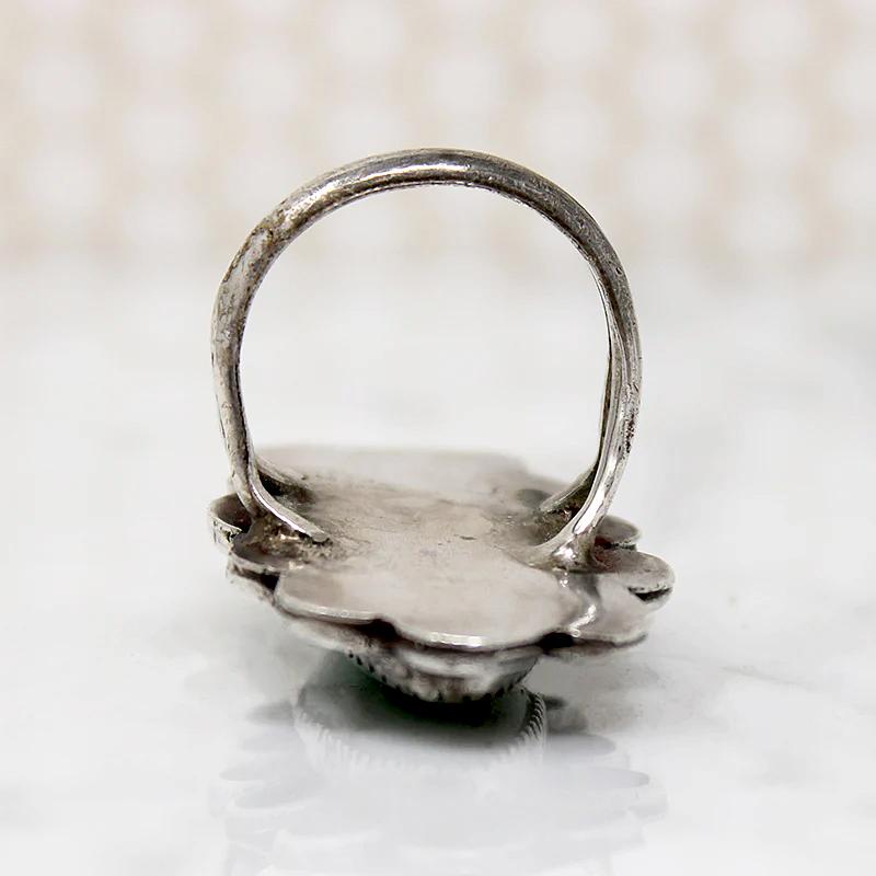 Tranquil Green Turquoise in Long Sterling Overlay Ring