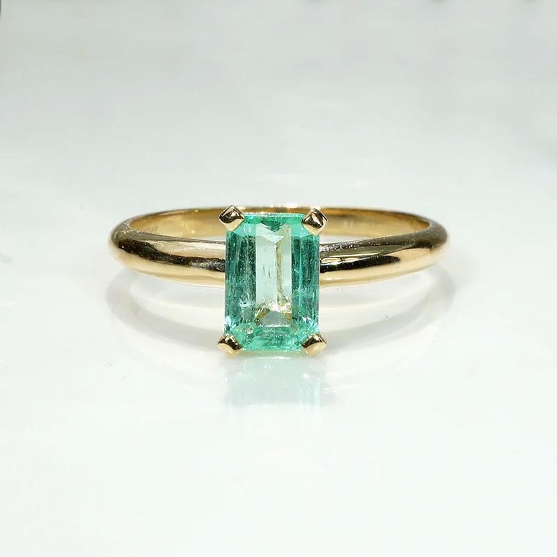 Emerald Cut Emerald in Rich 18k Gold Solitaire