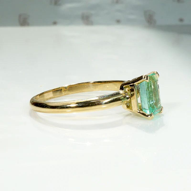 Emerald Cut Emerald in Rich 18k Gold Solitaire