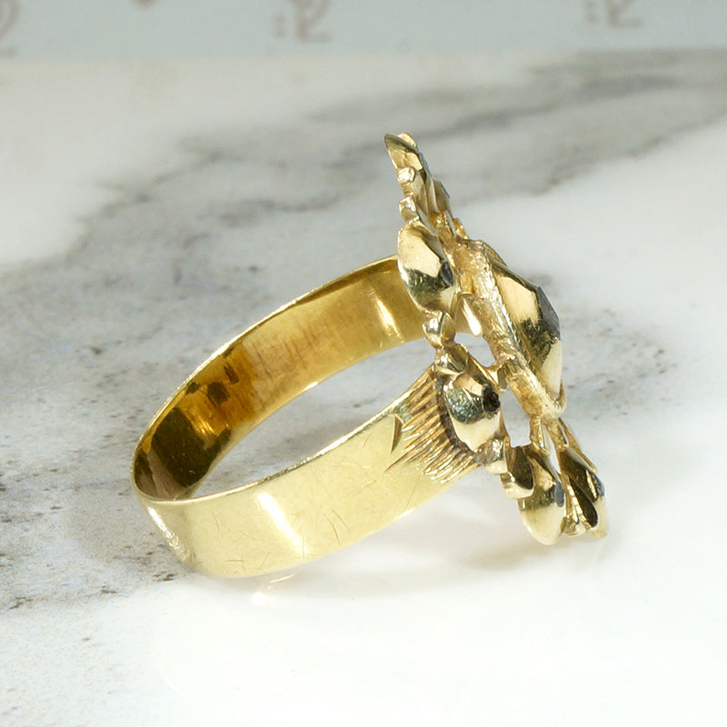 Antique Rose Cut Diamond & 18k Portuguese Ring