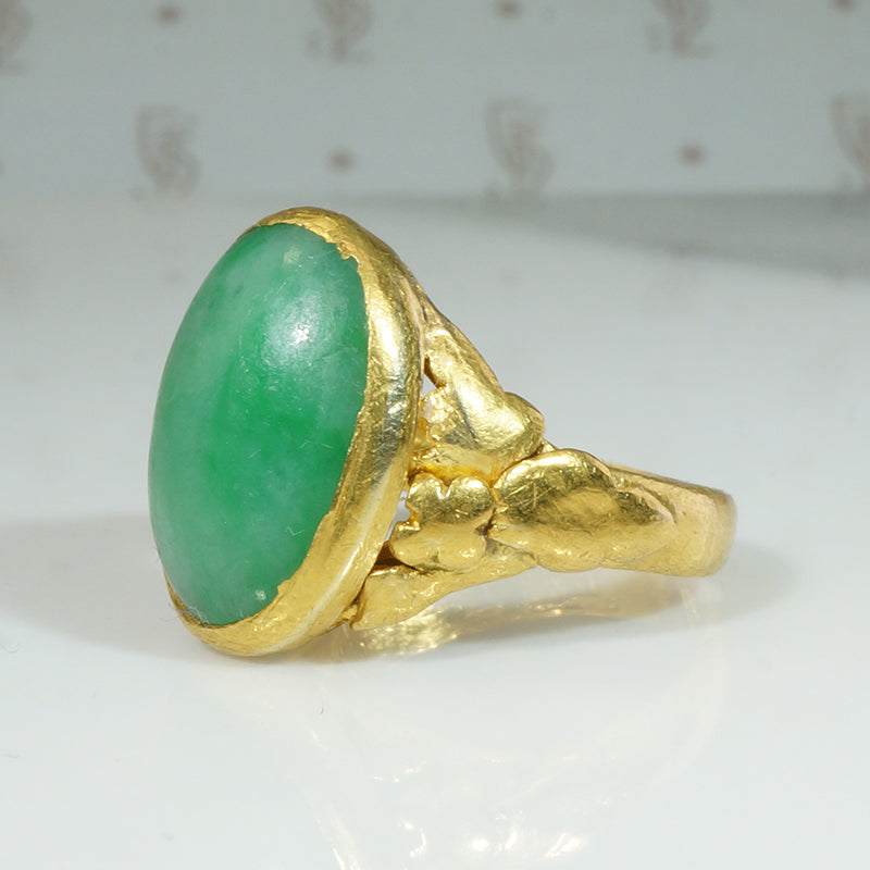 Antique 24k Gold and Jade Ring