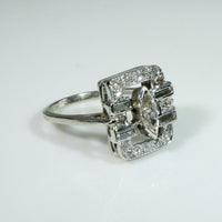 Captivating Marquise, Baguette & Round Diamond Deco Ring