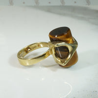 Astonishing Tigers Eye Sculptural Mid Mod Ring