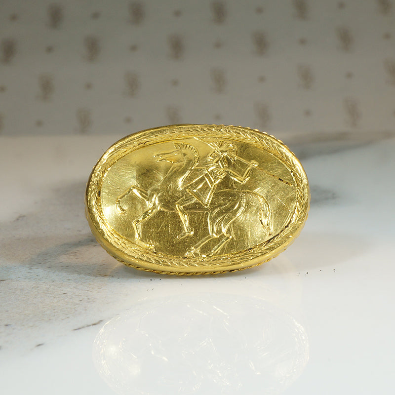 22k Gold Hand Engraved Roman Soldier Ring