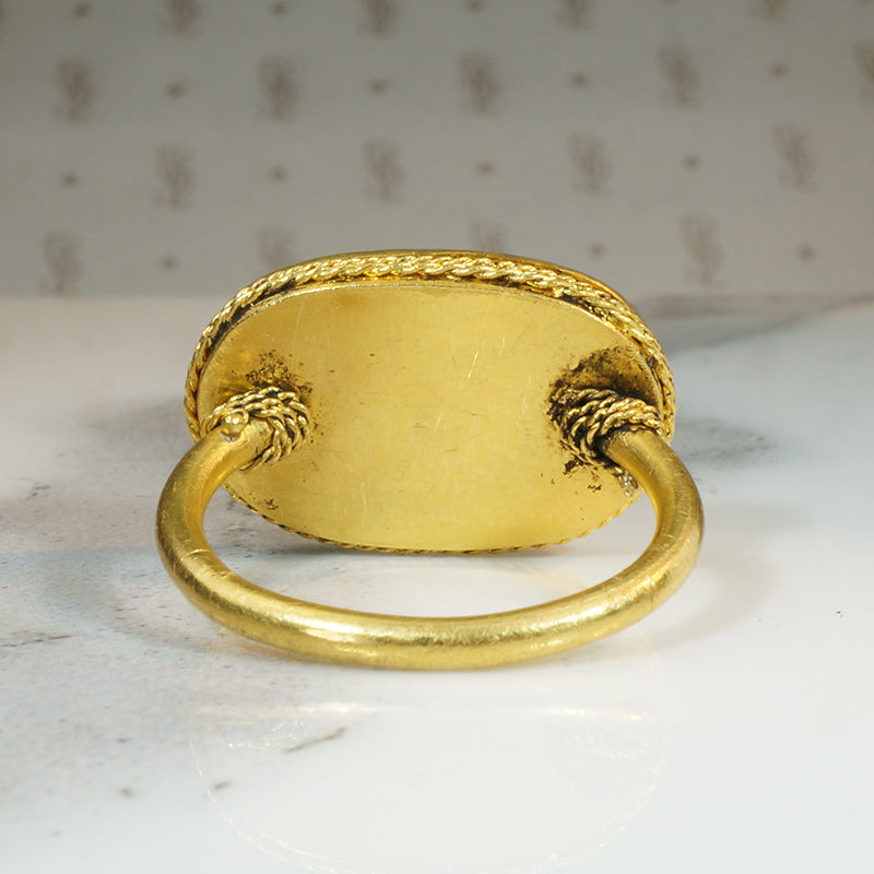 22k Gold Hand Engraved Roman Soldier Ring