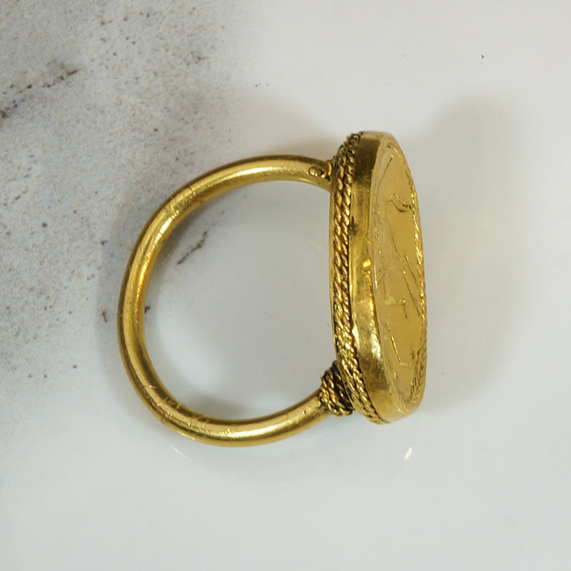 22k Gold Hand Engraved Roman Soldier Ring