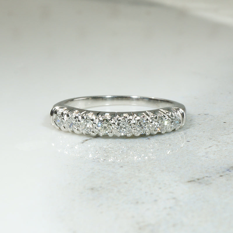 Eight Diamond Crisp Platinum Retro Wedding Band