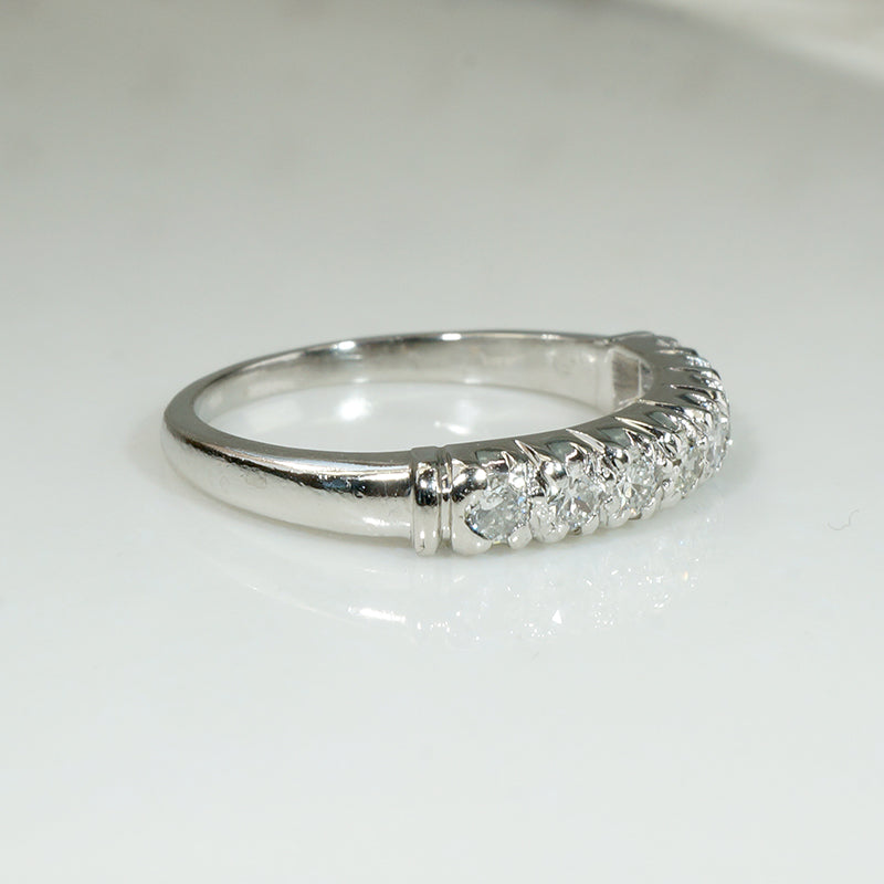 Eight Diamond Crisp Platinum Retro Wedding Band