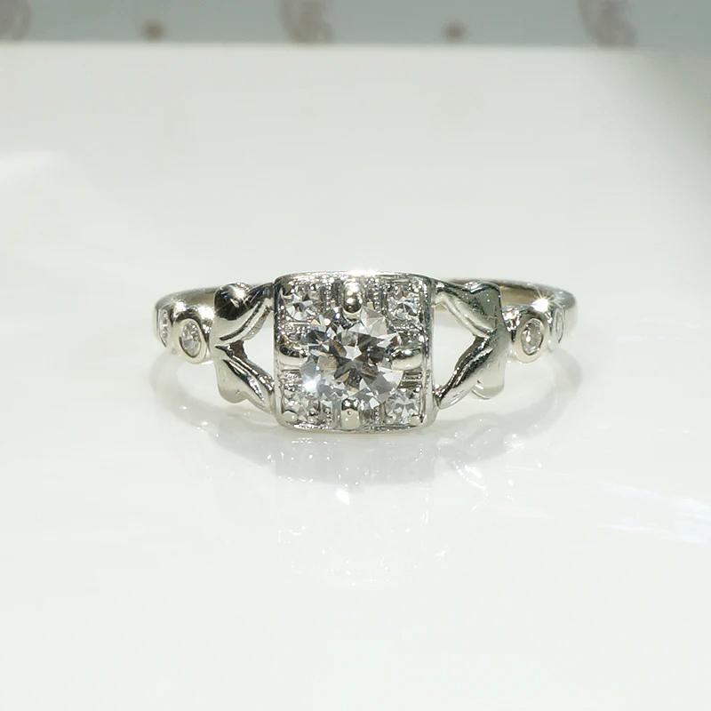 Sweet Square Cluster Diamond Engagement Ring