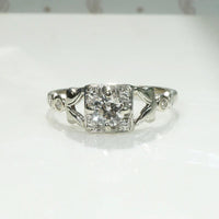 Sweet Square Cluster Diamond Engagement Ring