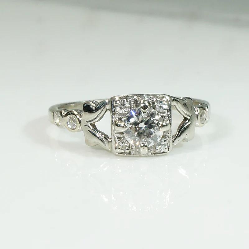 Sweet Square Cluster Diamond Engagement Ring