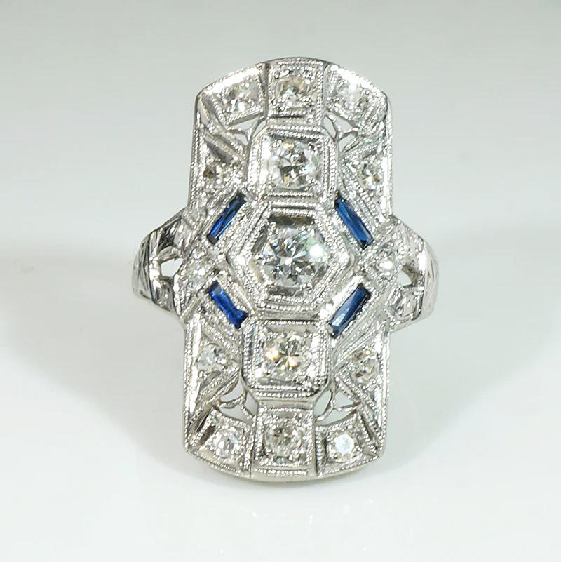 Sublime Geometric Diamond & Sapphire Knuckle Ring