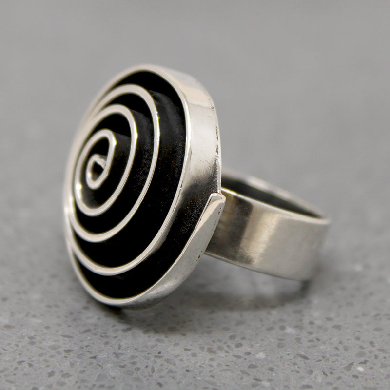 Hypnotic Sterling Spiral Statement Ring