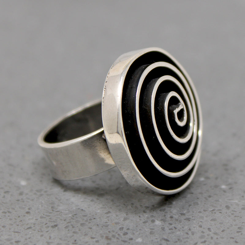 Hypnotic Sterling Spiral Statement Ring