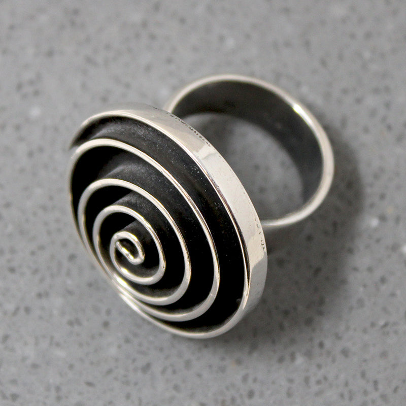 Hypnotic Sterling Spiral Statement Ring