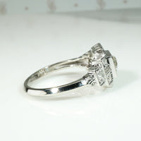 Geometric Art Deco Old Mine Cut Diamond Engagement Ring