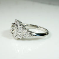 Geometric Art Deco Old Mine Cut Diamond Engagement Ring