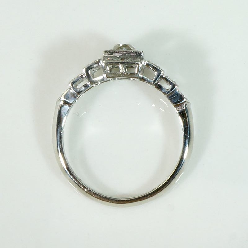 Geometric Art Deco Old Mine Cut Diamond Engagement Ring