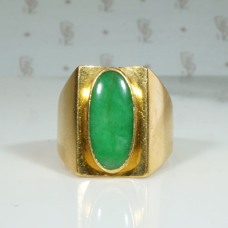 Exquisite Jade and 22k Gold Ring