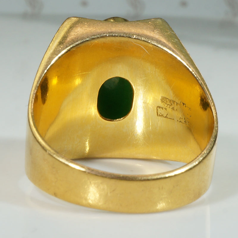 Exquisite Jade and 22k Gold Ring