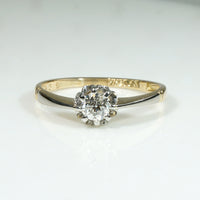 Graceful Edwardian Diamond Solitaire Ring in 18ct & Platinum
