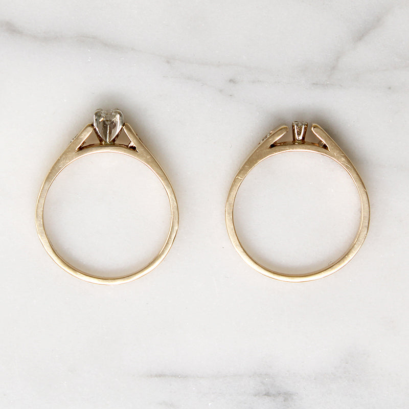 Sweetheart Wedding Set with Diamond-Set Hearts