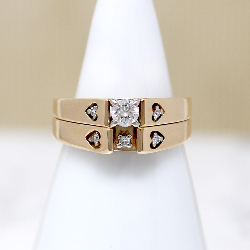 Sweetheart Wedding Set with Diamond-Set Hearts