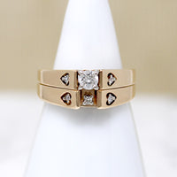 Sweetheart Wedding Set with Diamond-Set Hearts