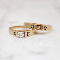 Sweetheart Wedding Set with Diamond-Set Hearts