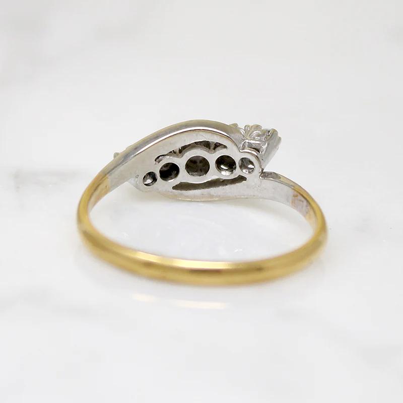 Five Diamonds in Platinum & 18ct Bypass Ring