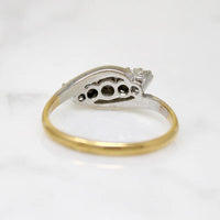 Five Diamonds in Platinum & 18ct Bypass Ring