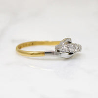 Five Diamonds in Platinum & 18ct Bypass Ring