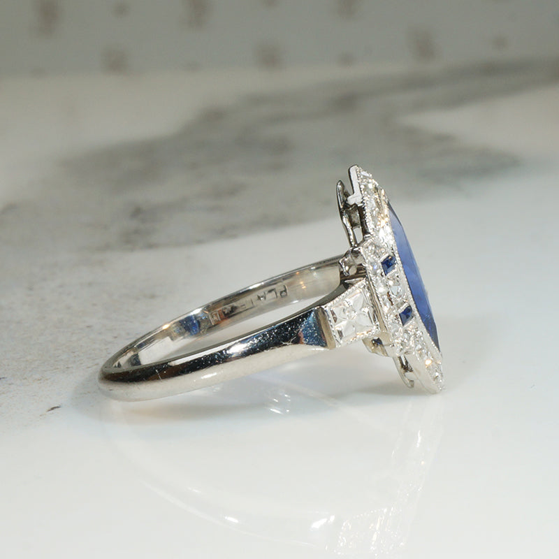 Edwardian Sapphire & Diamond Marquise Ring