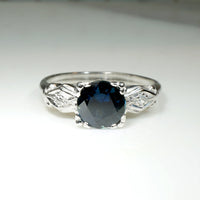 Bold Blue Sapphire in Retro Platinum Ring