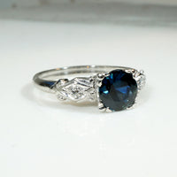 Bold Blue Sapphire in Retro Platinum Ring
