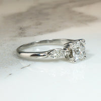 Old European Cut Diamond in Graceful Platinum Engagement Ring
