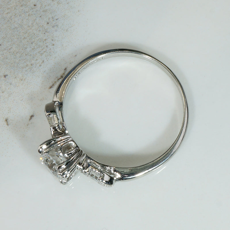 Old European Cut Diamond in Graceful Platinum Engagement Ring