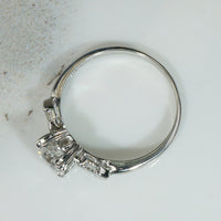 Old European Cut Diamond in Graceful Platinum Engagement Ring