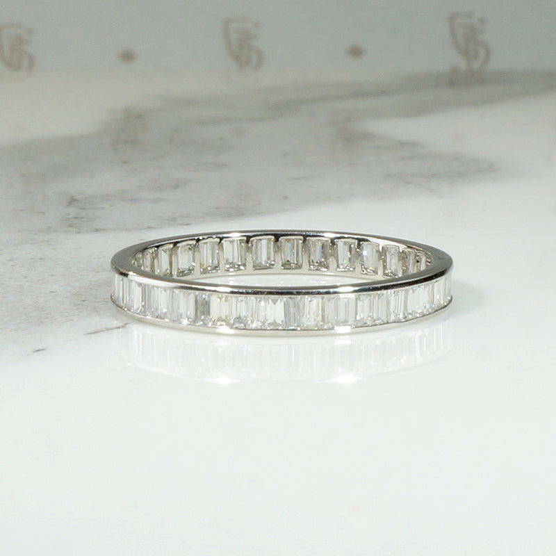 Elevated Baguette Diamond & Platinum Eternity Band