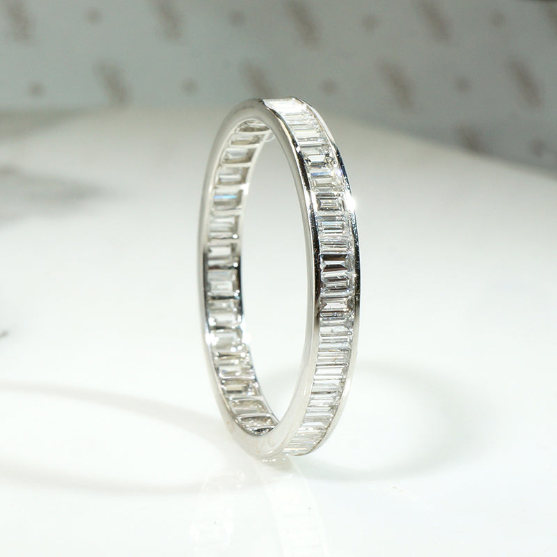 Elevated Baguette Diamond & Platinum Eternity Band