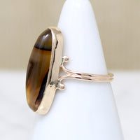 Sumptuous Plaid Agate in Gold Victorian Ring
