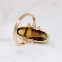 Sumptuous Plaid Agate in Gold Victorian Ring