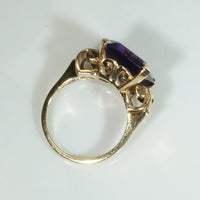 Sumptuous Amethyst in Gold Retro Cocktail Ring