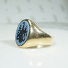 Heraldic Blazon Agate Intaglio in Gold Signet Ring