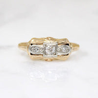 Sassy Retro Two-Tone Diamond "Bow" Ring