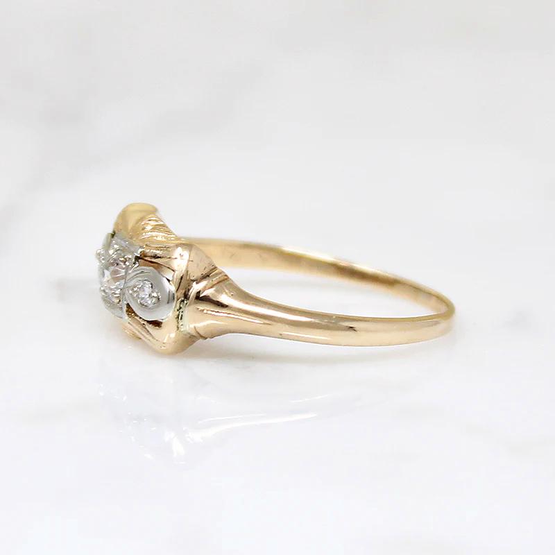 Sassy Retro Two-Tone Diamond "Bow" Ring